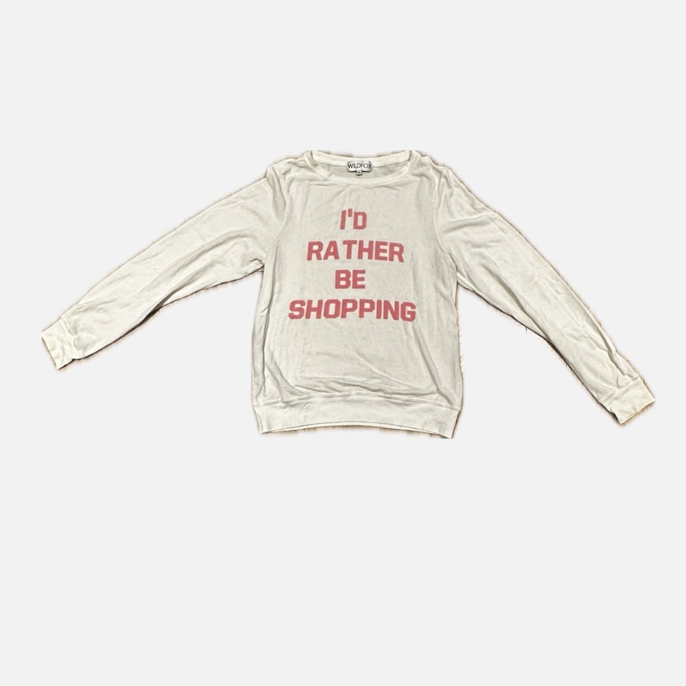 Wildfox I’d rather be shopping ultra-comfy crewneck in cotton knit fleece size M